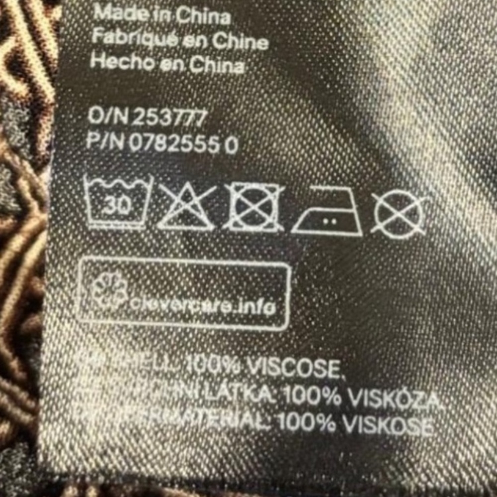 H&M Geometric Print Mini Dress – Black & Brown Long Sleeve – Size 2 - Picture 7 of 11
